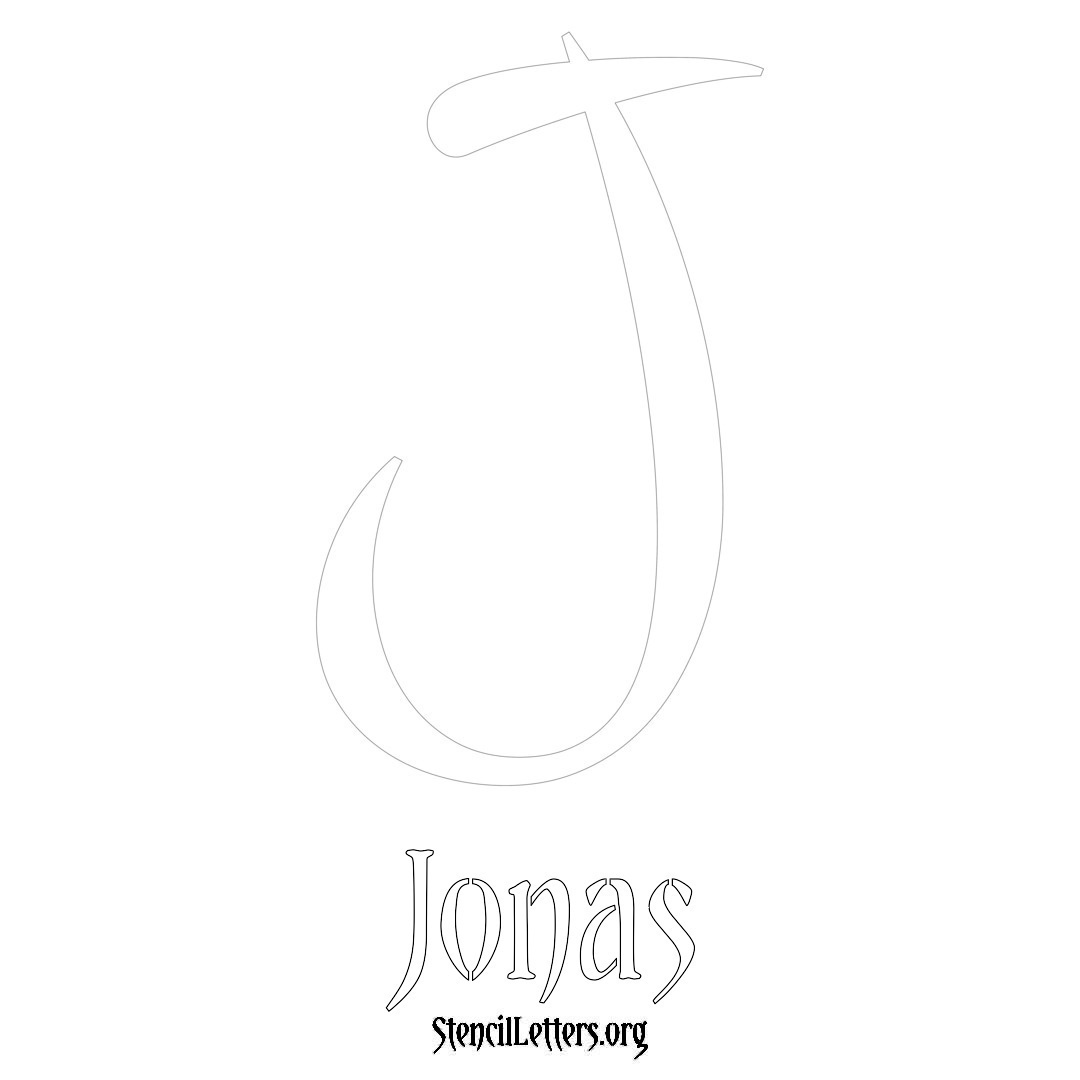 Jonas printable name initial stencil in Vintage Brush Lettering