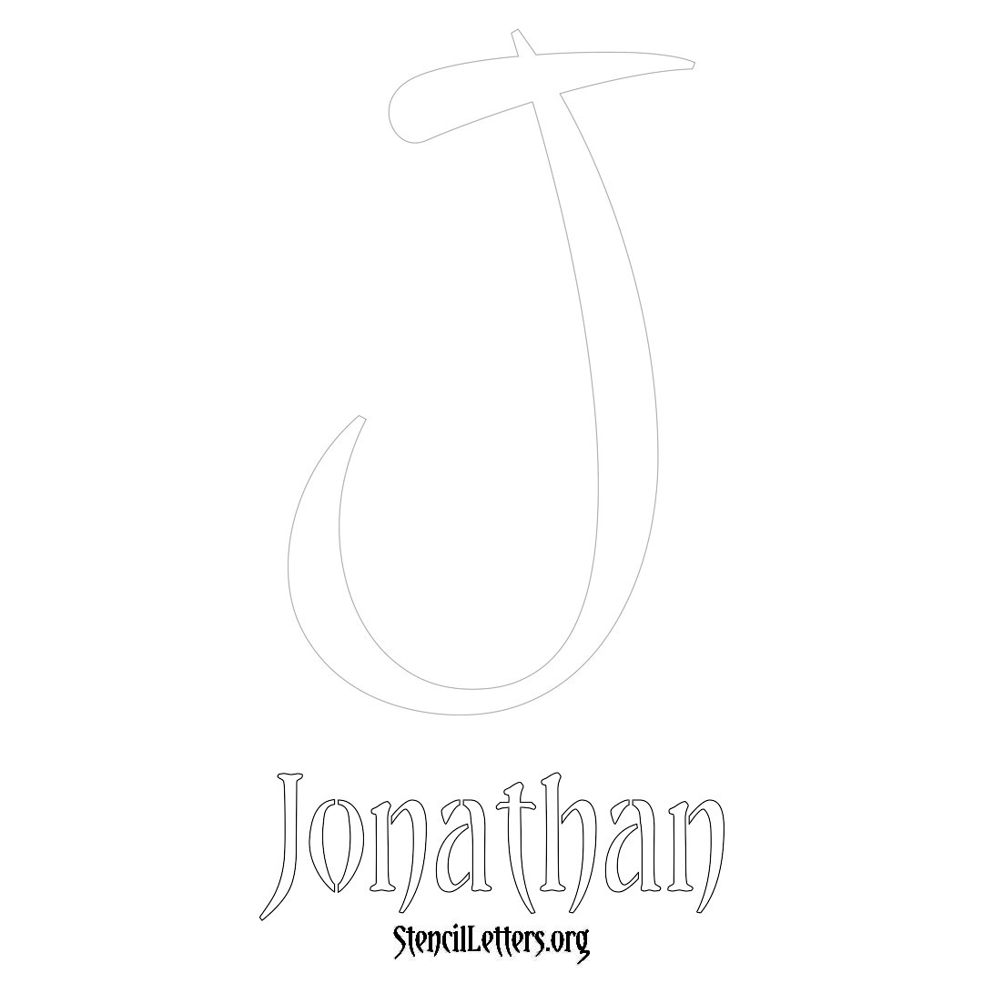 Jonathan printable name initial stencil in Vintage Brush Lettering