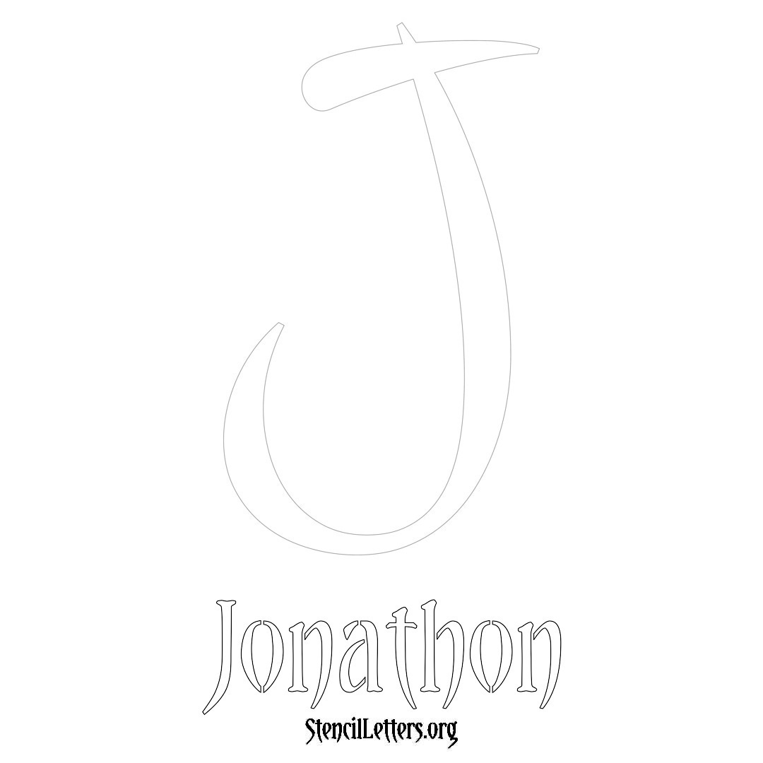 Jonathon printable name initial stencil in Vintage Brush Lettering