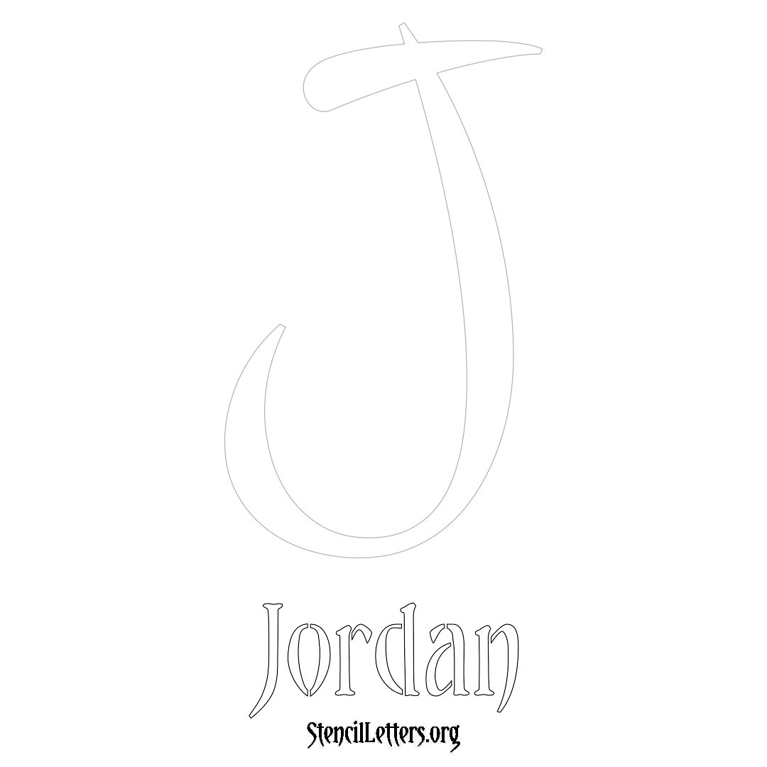 Jordan printable name initial stencil in Vintage Brush Lettering