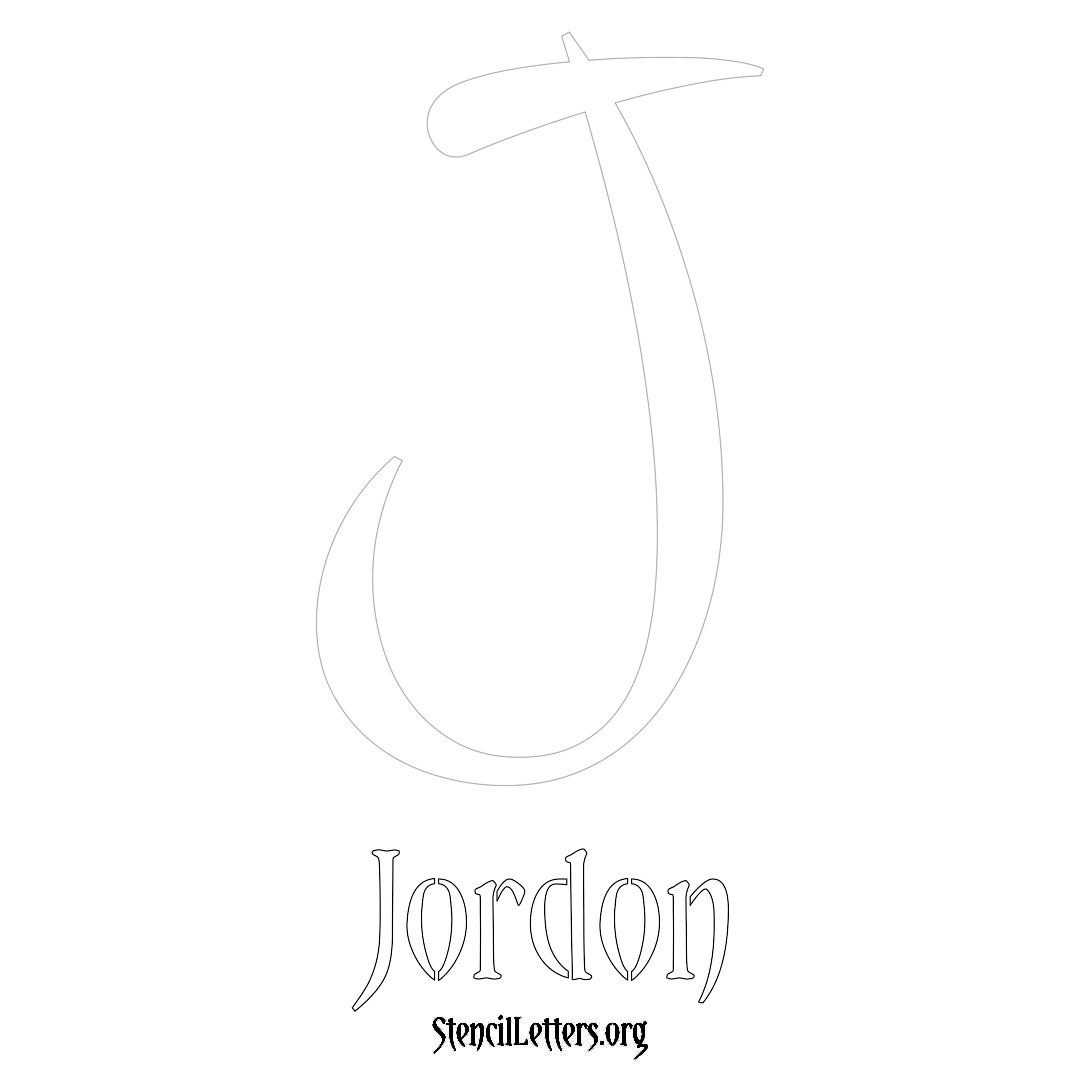 Jordon printable name initial stencil in Vintage Brush Lettering