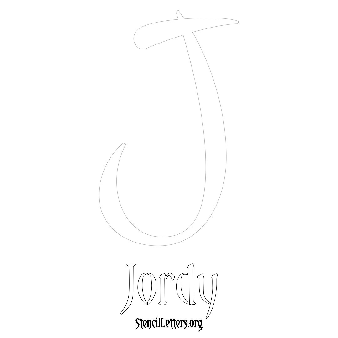 Jordy printable name initial stencil in Vintage Brush Lettering