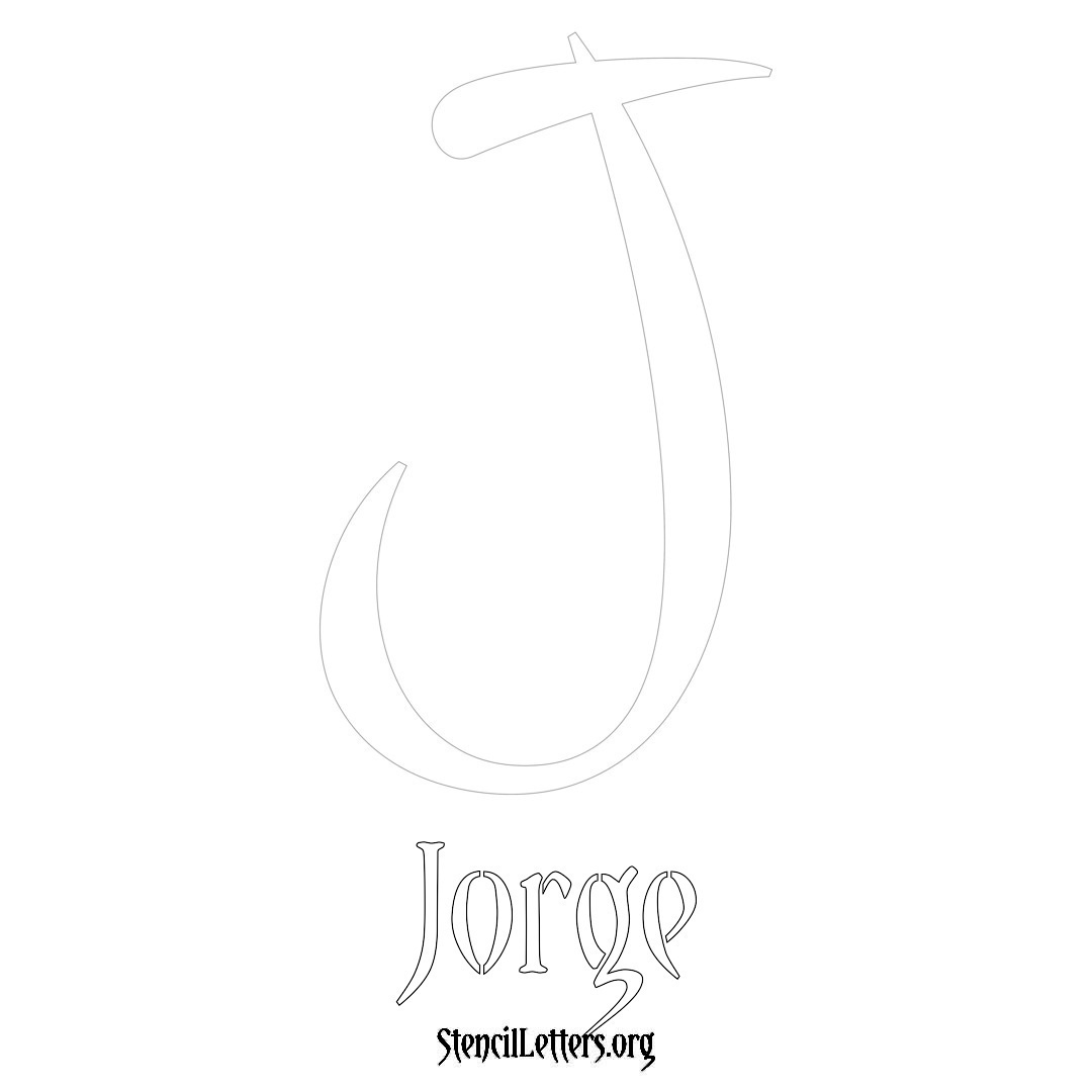 Jorge printable name initial stencil in Vintage Brush Lettering