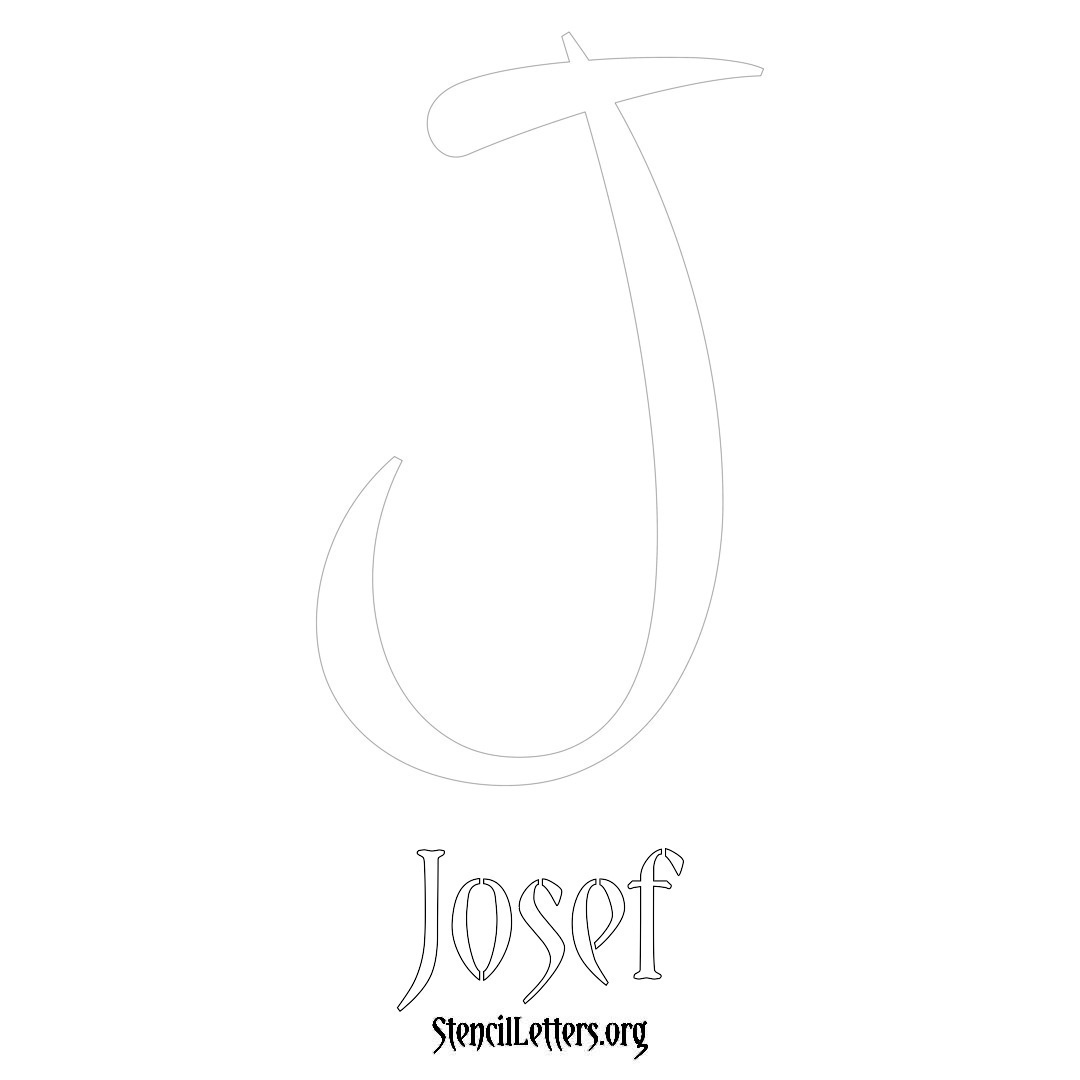 Josef printable name initial stencil in Vintage Brush Lettering