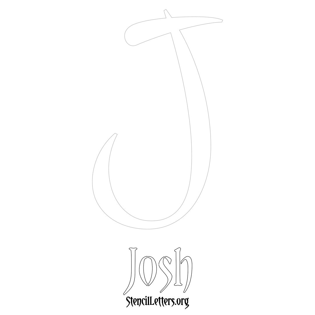 Josh printable name initial stencil in Vintage Brush Lettering