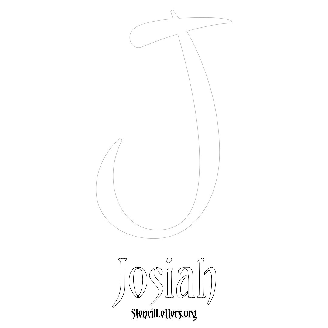 Josiah printable name initial stencil in Vintage Brush Lettering