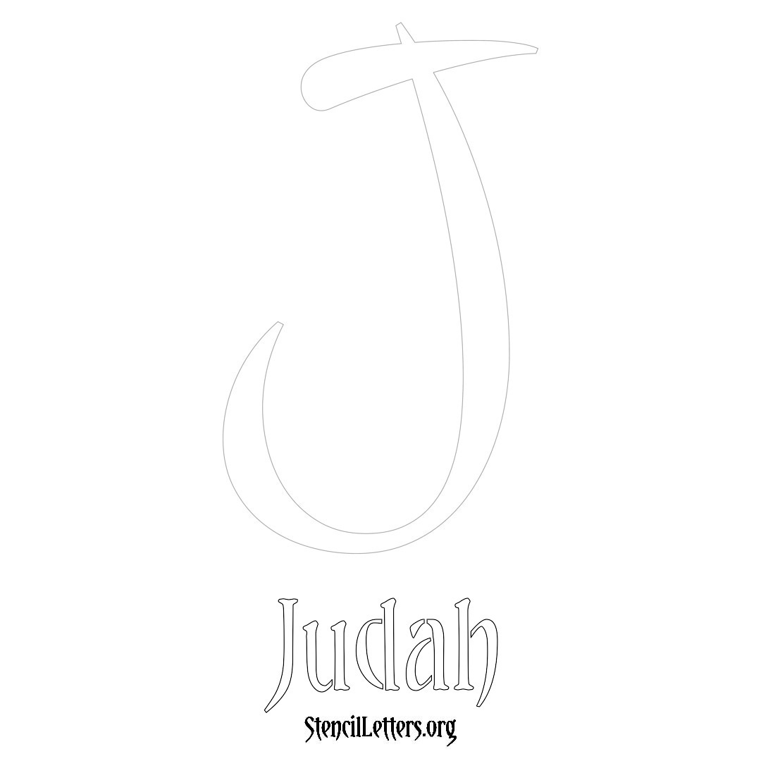 Judah printable name initial stencil in Vintage Brush Lettering