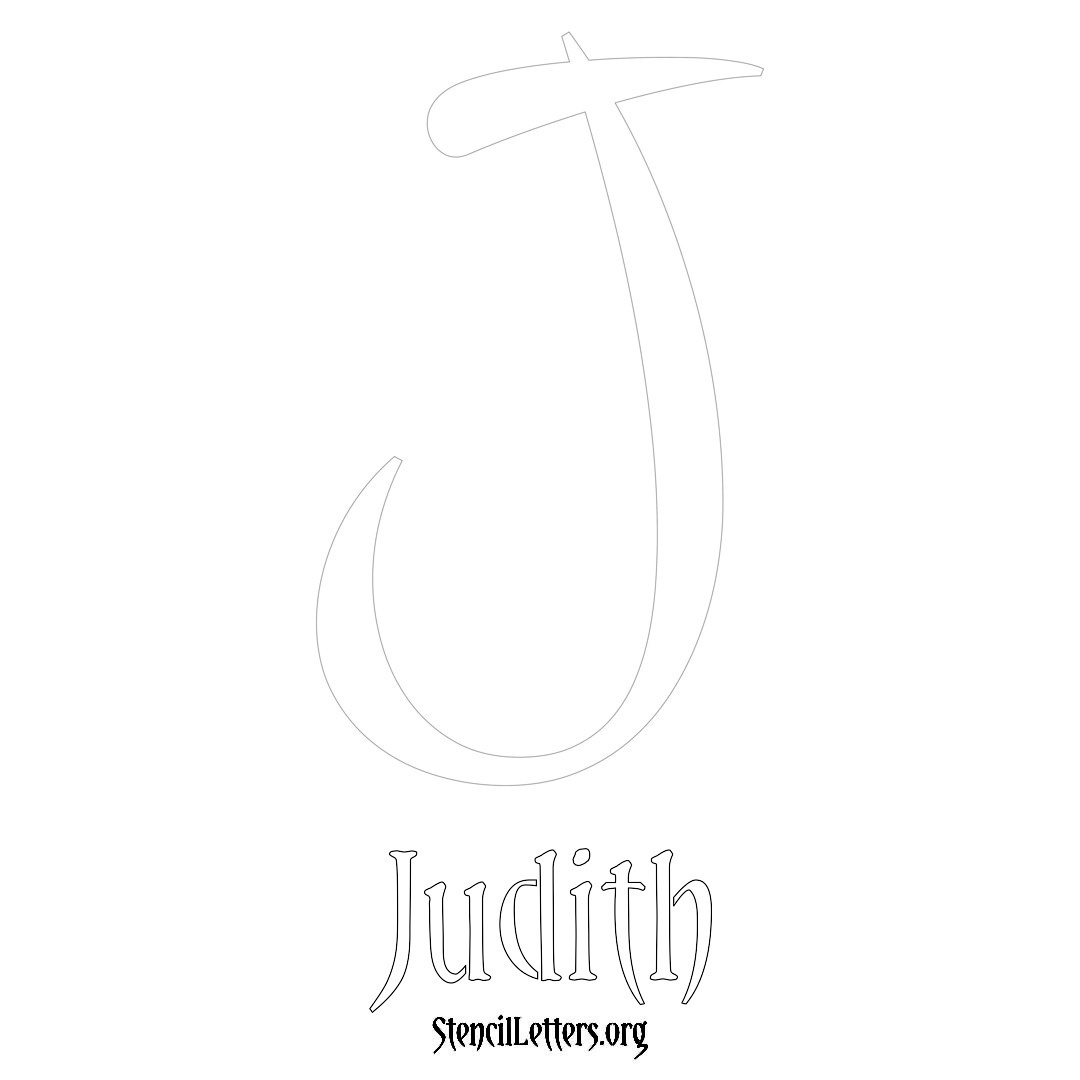 Judith printable name initial stencil in Vintage Brush Lettering