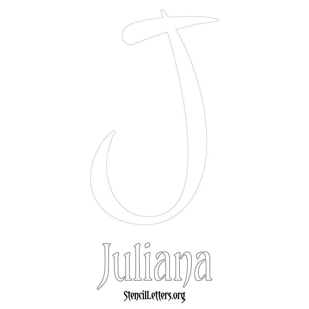 Juliana printable name initial stencil in Vintage Brush Lettering
