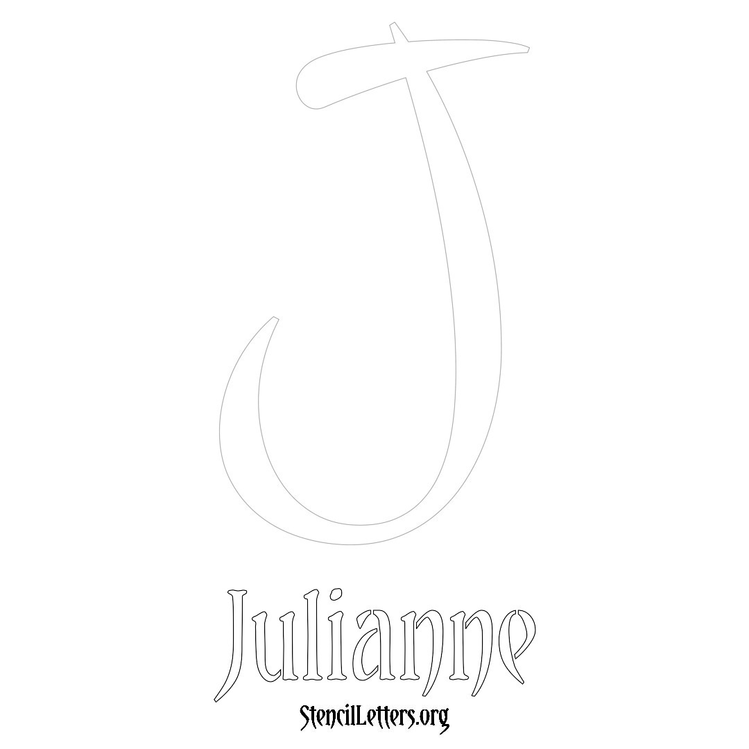 Julianne printable name initial stencil in Vintage Brush Lettering