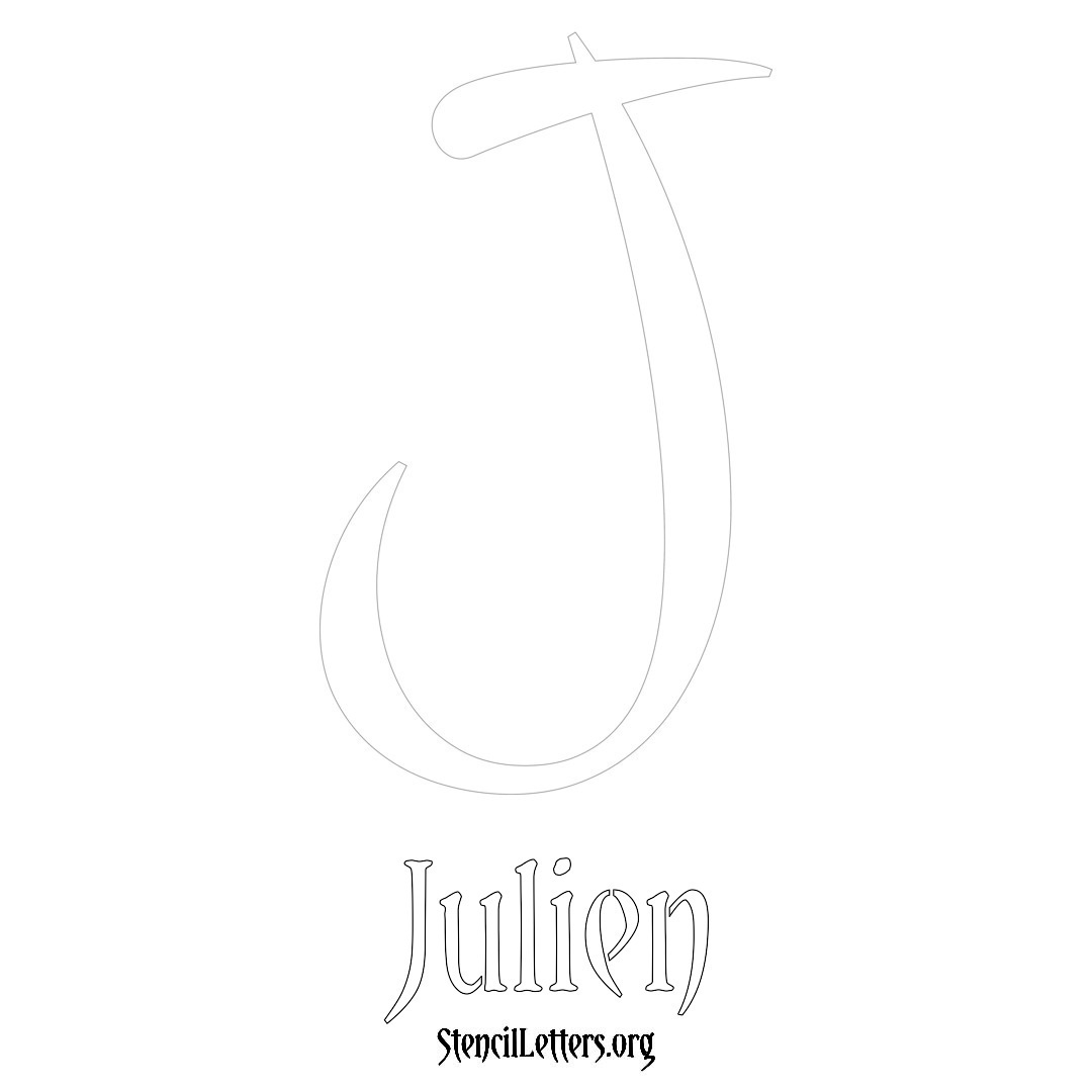 Julien printable name initial stencil in Vintage Brush Lettering