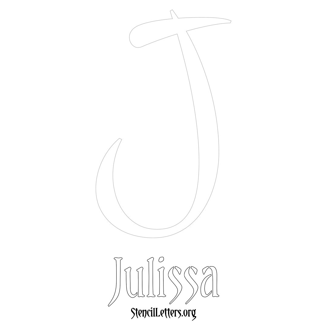 Julissa printable name initial stencil in Vintage Brush Lettering