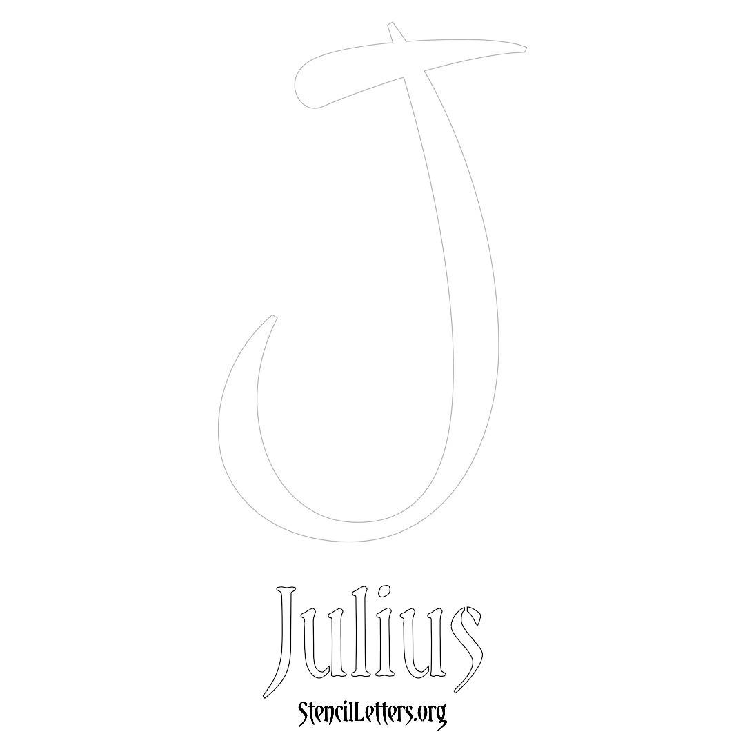 Julius printable name initial stencil in Vintage Brush Lettering