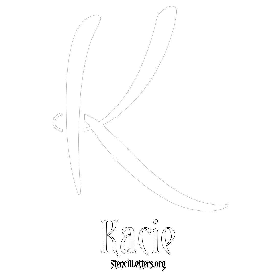 Kacie printable name initial stencil in Vintage Brush Lettering