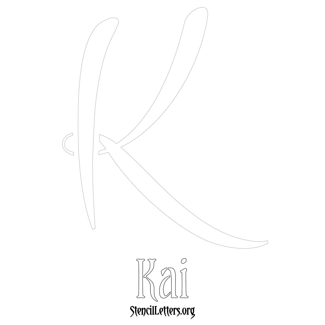 Kai printable name initial stencil in Vintage Brush Lettering