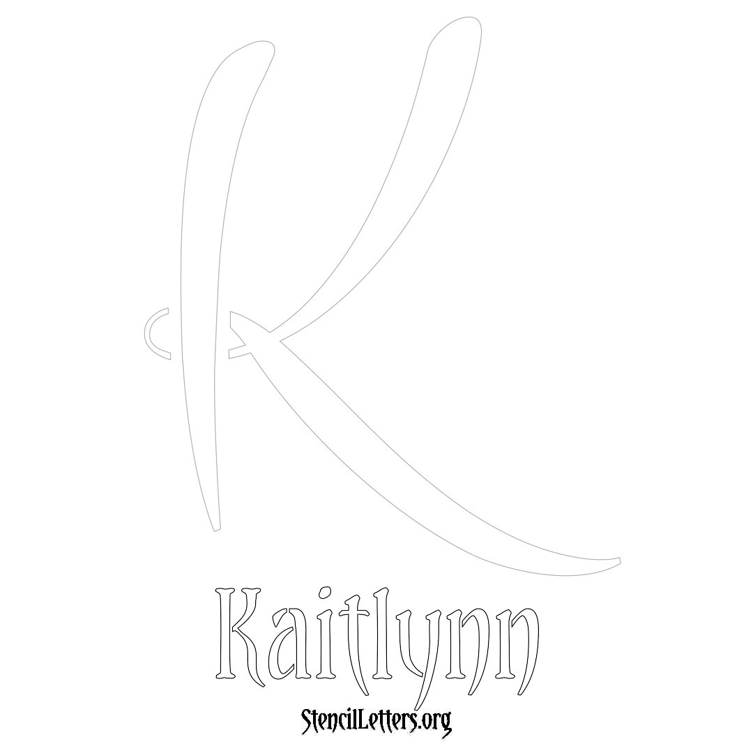 Kaitlynn printable name initial stencil in Vintage Brush Lettering