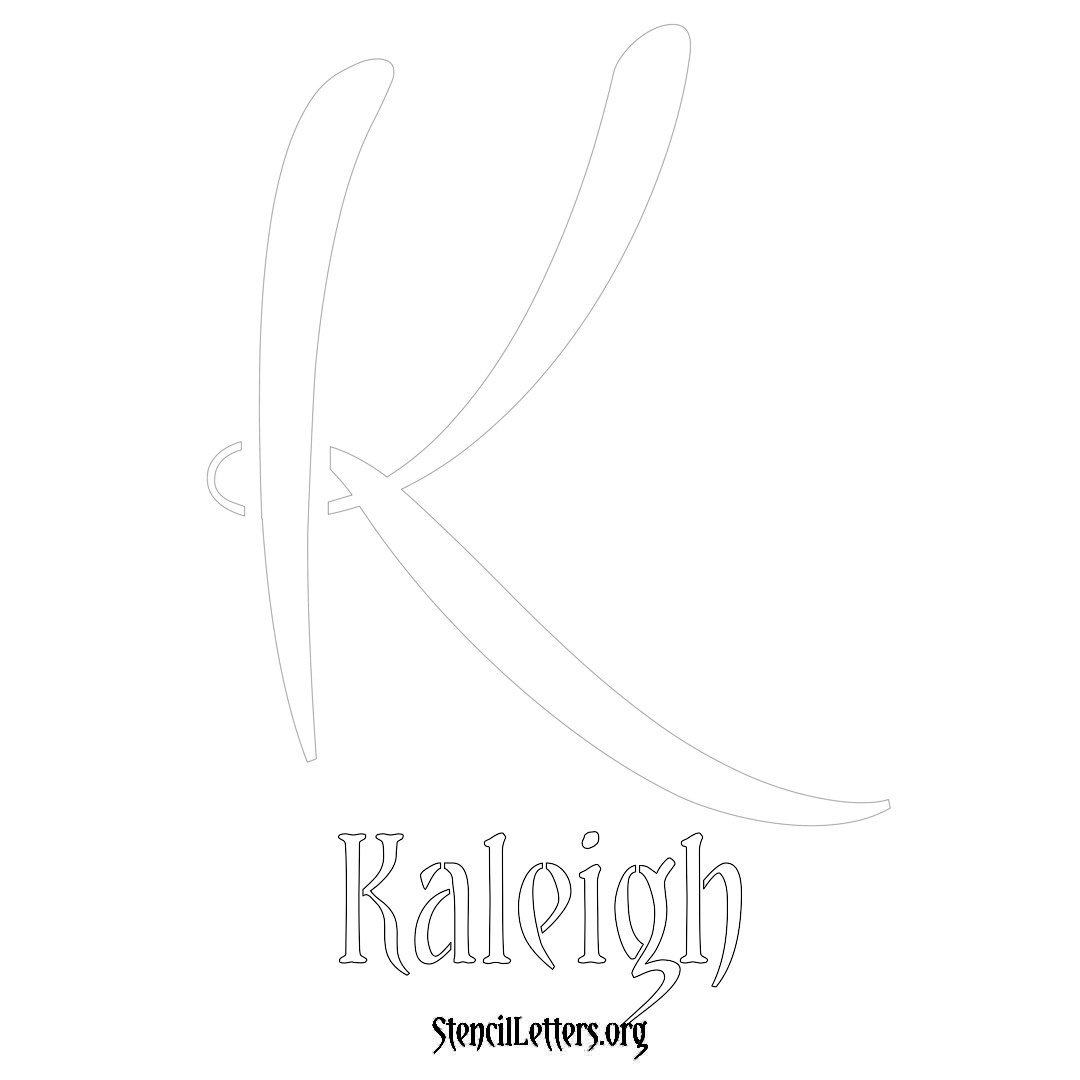 Kaleigh printable name initial stencil in Vintage Brush Lettering