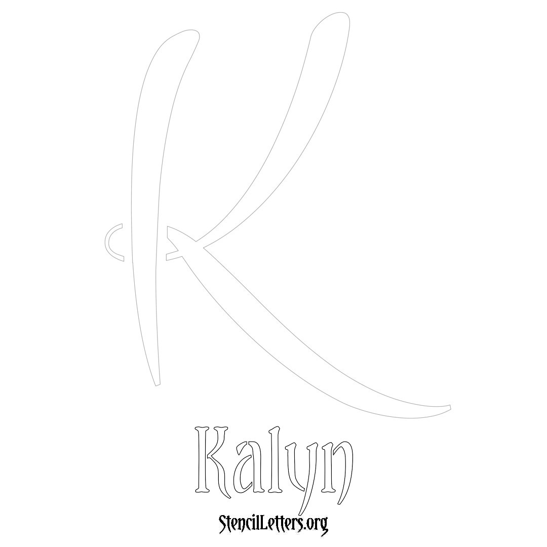Kalyn printable name initial stencil in Vintage Brush Lettering