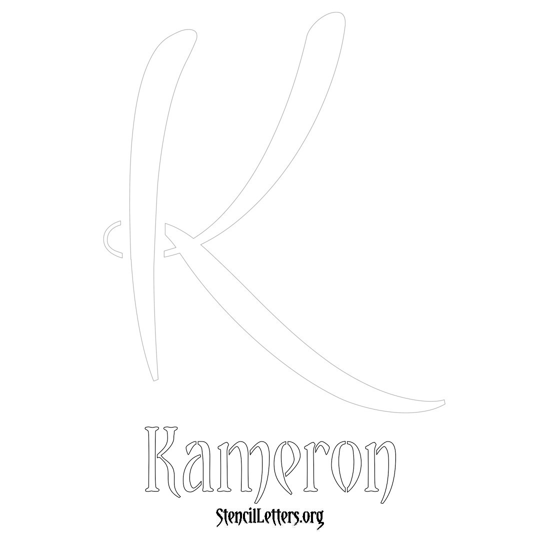 Kameron printable name initial stencil in Vintage Brush Lettering