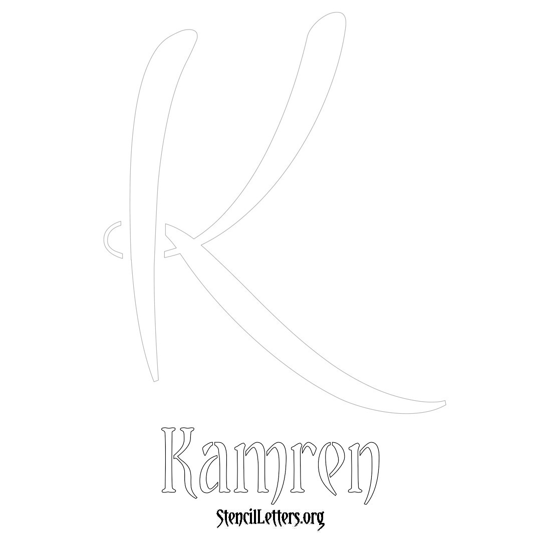 Kamren printable name initial stencil in Vintage Brush Lettering