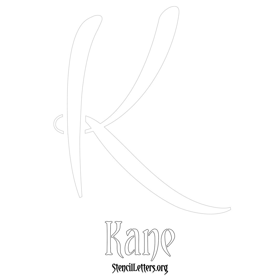 Kane printable name initial stencil in Vintage Brush Lettering