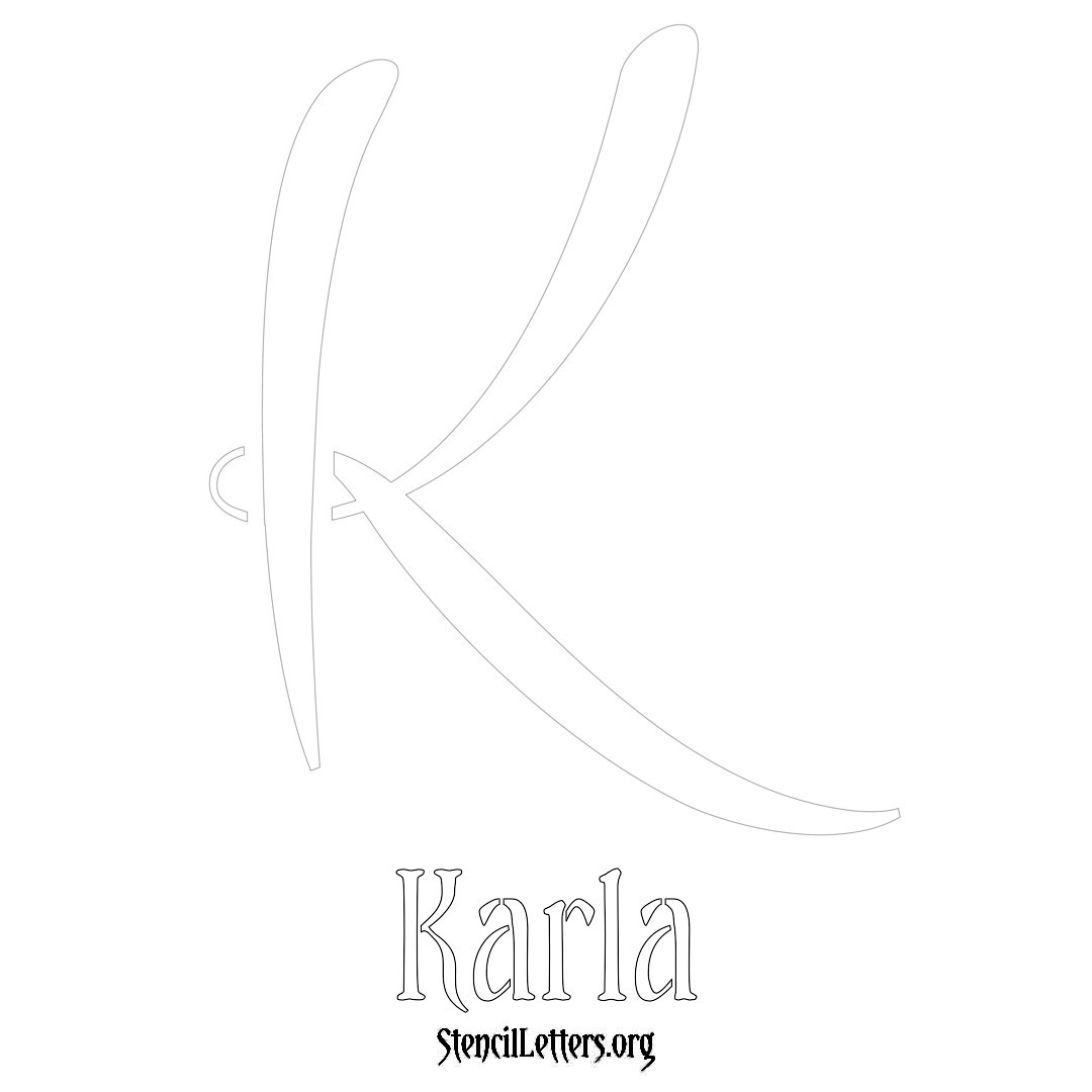 Karla printable name initial stencil in Vintage Brush Lettering