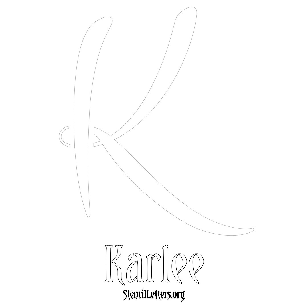 Karlee printable name initial stencil in Vintage Brush Lettering