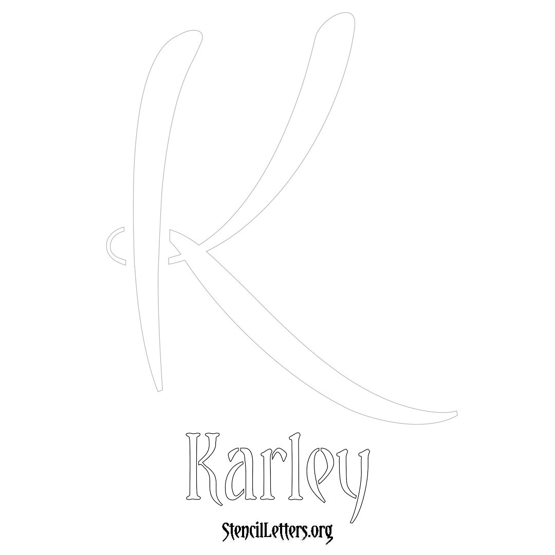 Karley printable name initial stencil in Vintage Brush Lettering