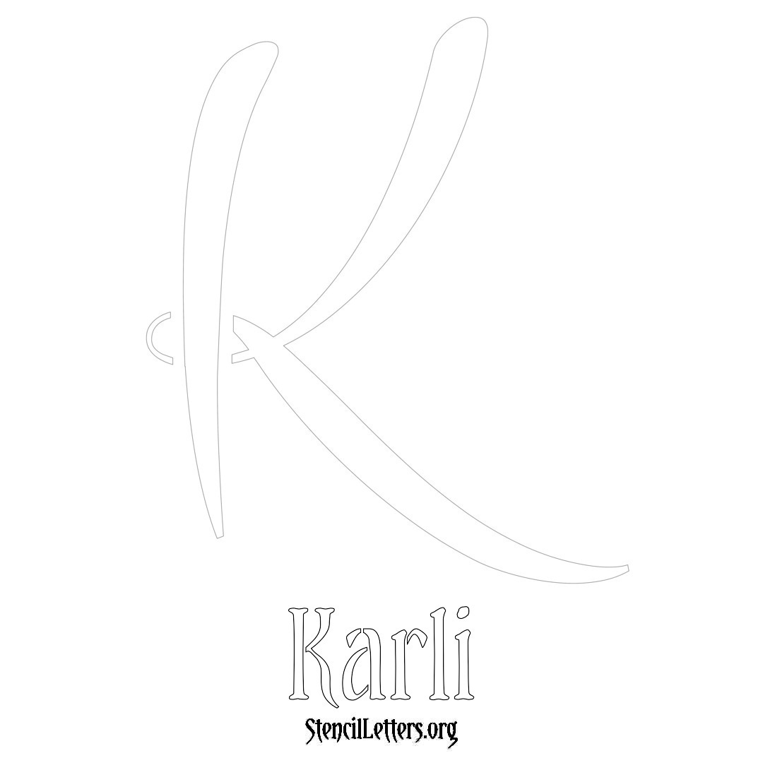 Karli printable name initial stencil in Vintage Brush Lettering