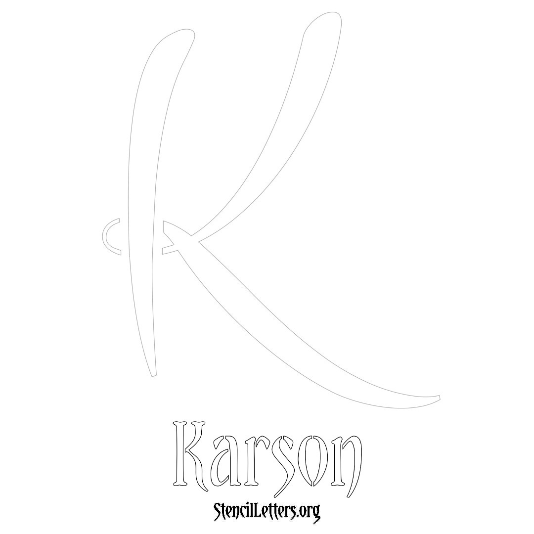 Karson printable name initial stencil in Vintage Brush Lettering