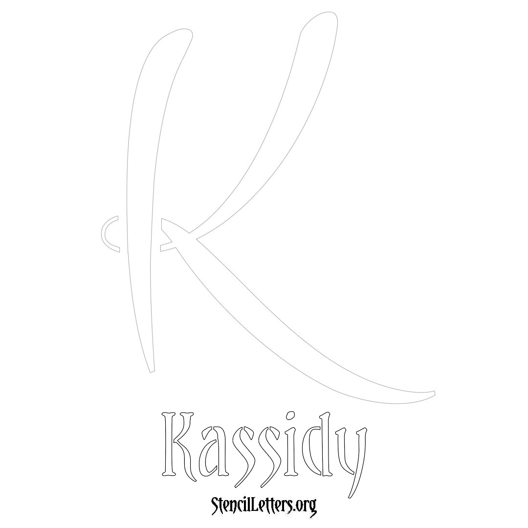 Kassidy printable name initial stencil in Vintage Brush Lettering