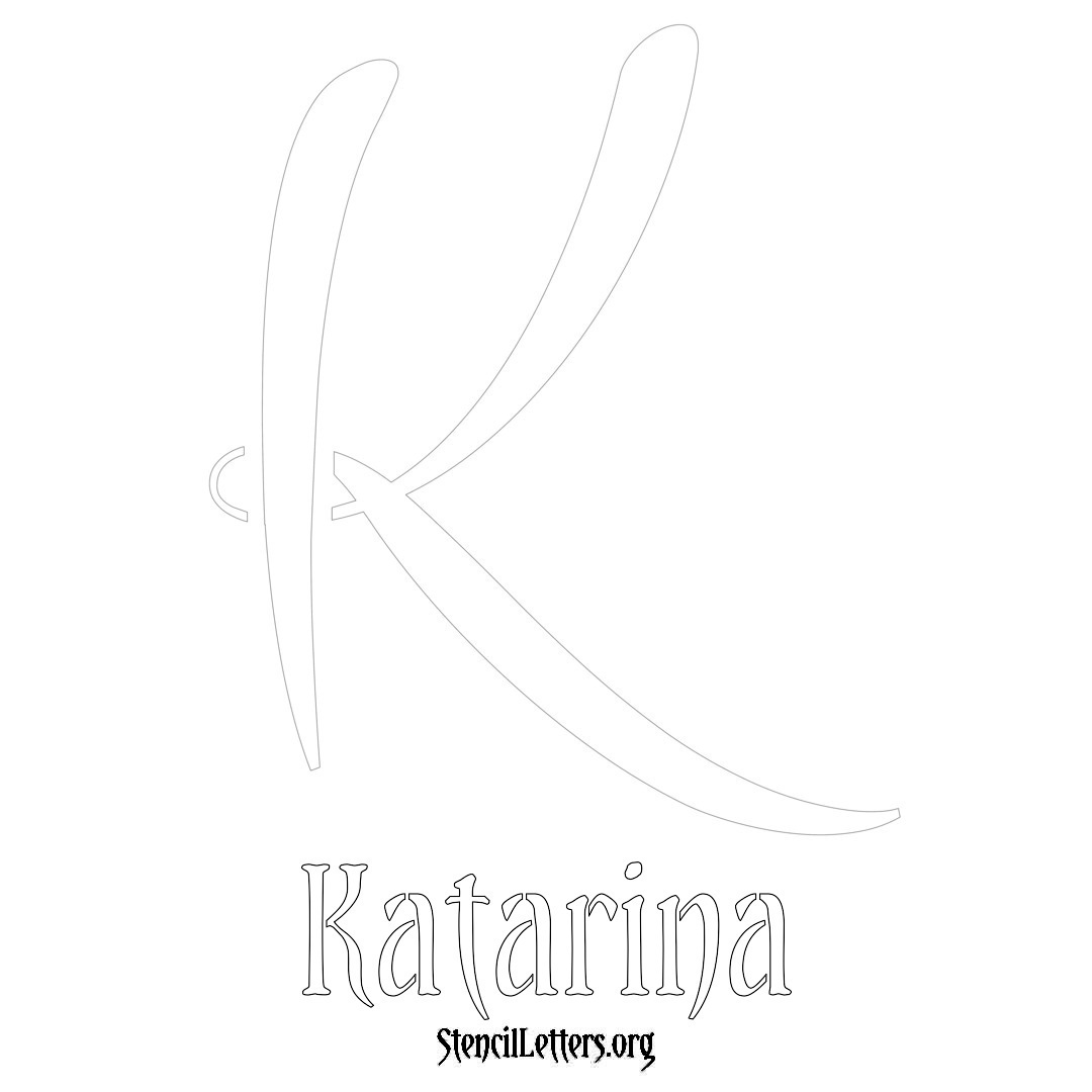 Katarina printable name initial stencil in Vintage Brush Lettering