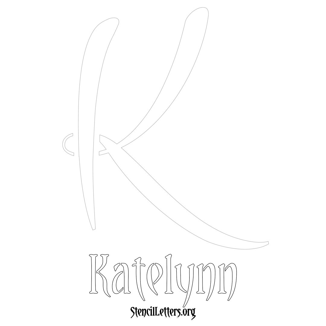 Katelynn printable name initial stencil in Vintage Brush Lettering