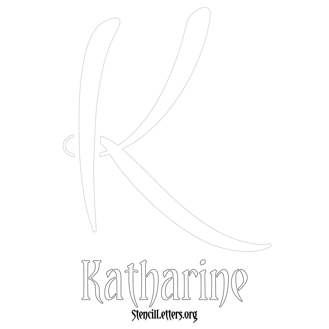 Katharine printable name initial stencil in Vintage Brush Lettering