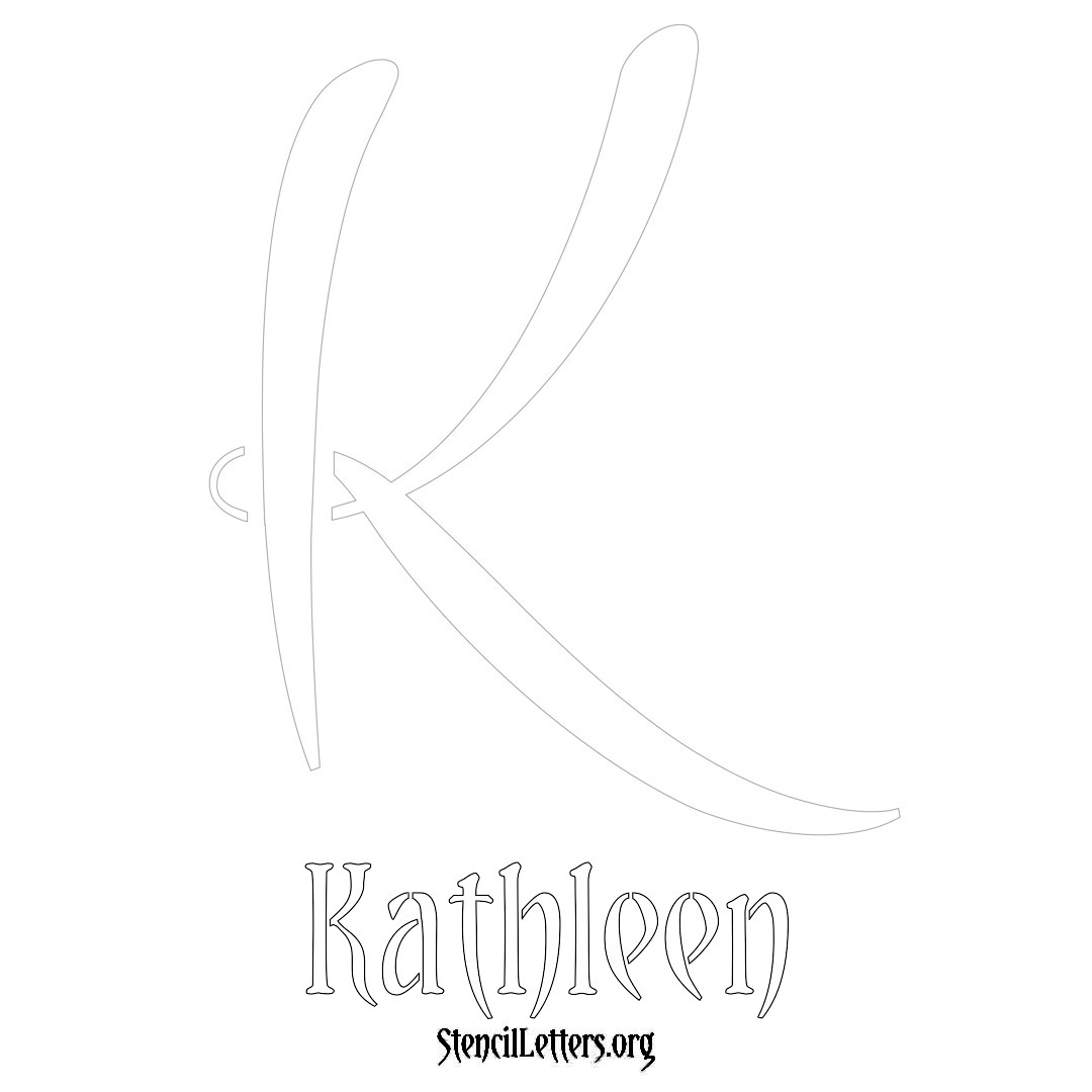 Kathleen printable name initial stencil in Vintage Brush Lettering