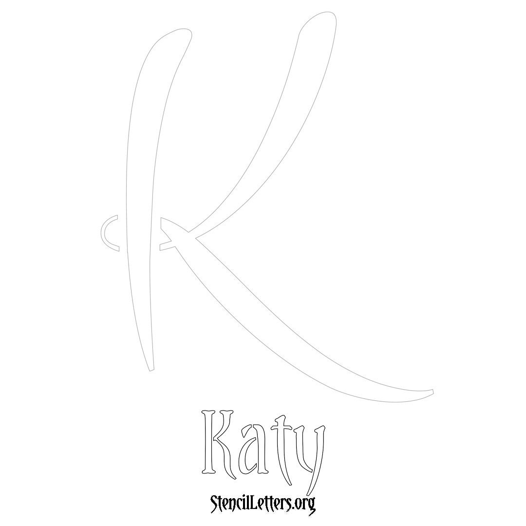 Katy printable name initial stencil in Vintage Brush Lettering