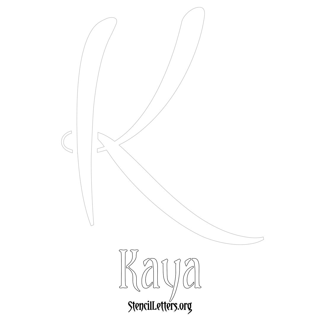 Kaya printable name initial stencil in Vintage Brush Lettering