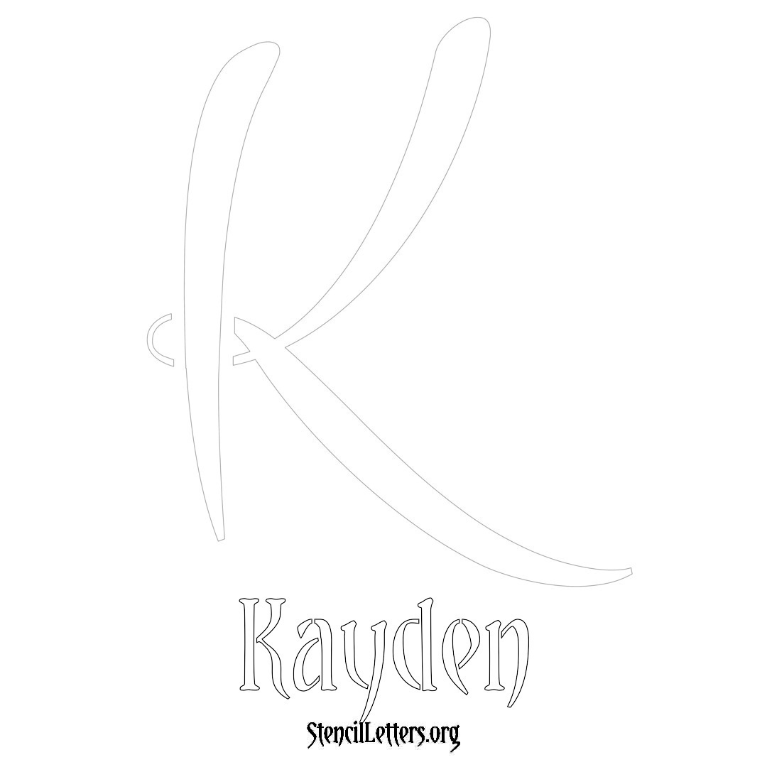 Kayden printable name initial stencil in Vintage Brush Lettering