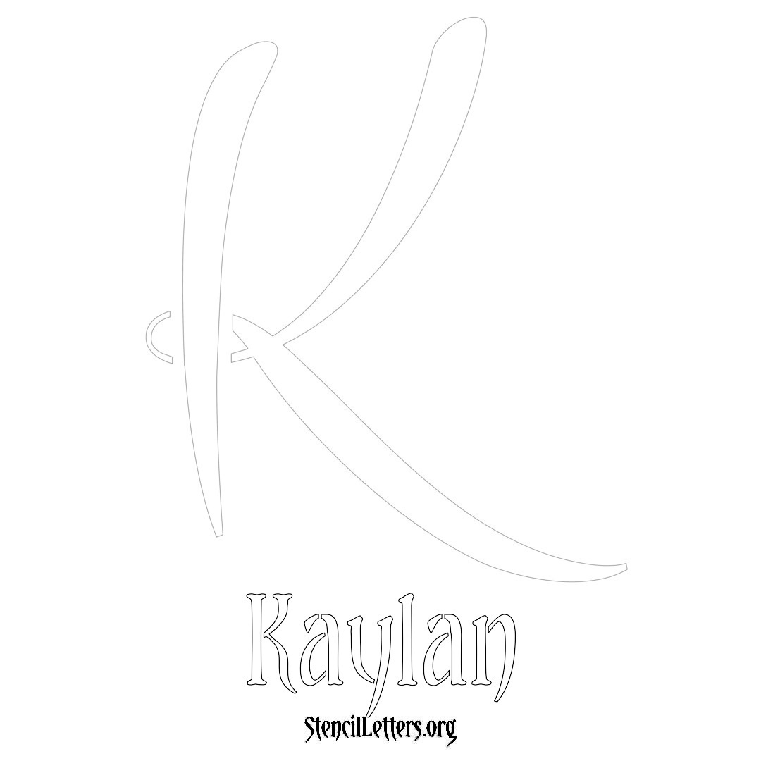 Kaylan printable name initial stencil in Vintage Brush Lettering