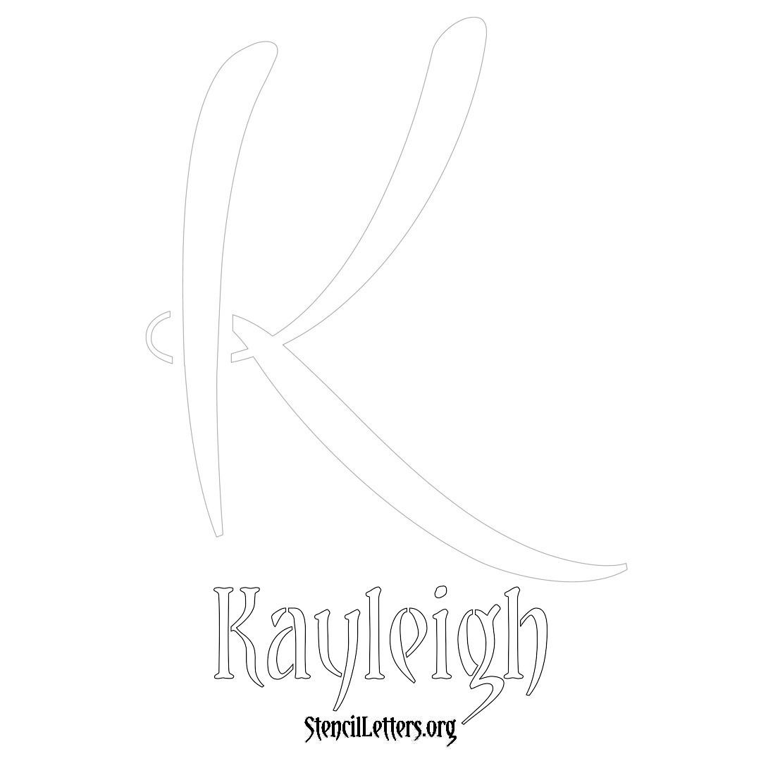 Kayleigh printable name initial stencil in Vintage Brush Lettering