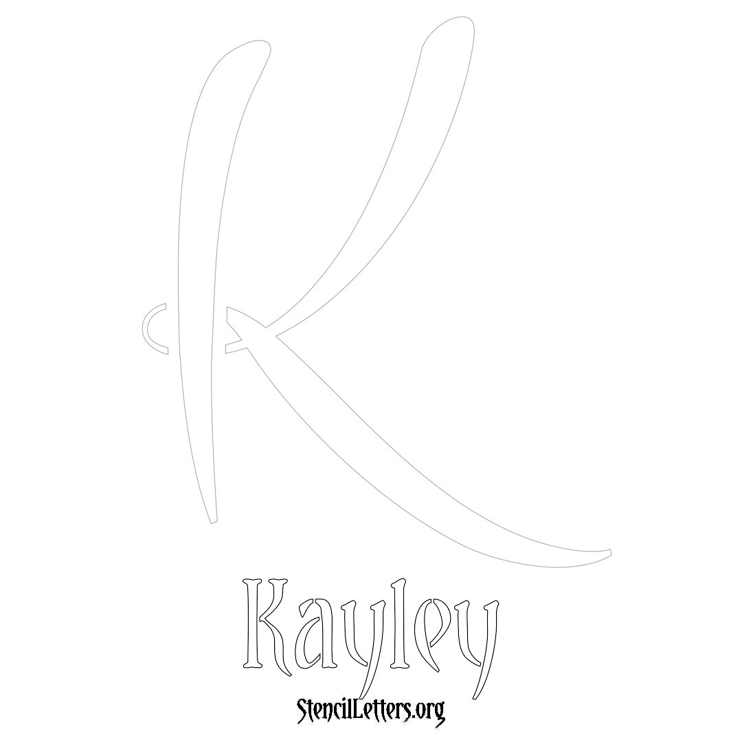 Kayley printable name initial stencil in Vintage Brush Lettering