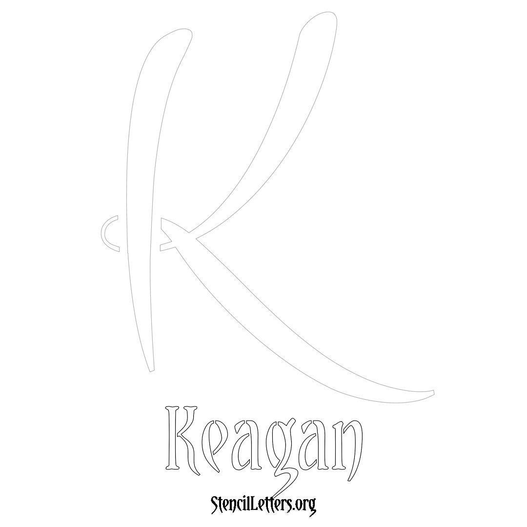 Keagan printable name initial stencil in Vintage Brush Lettering