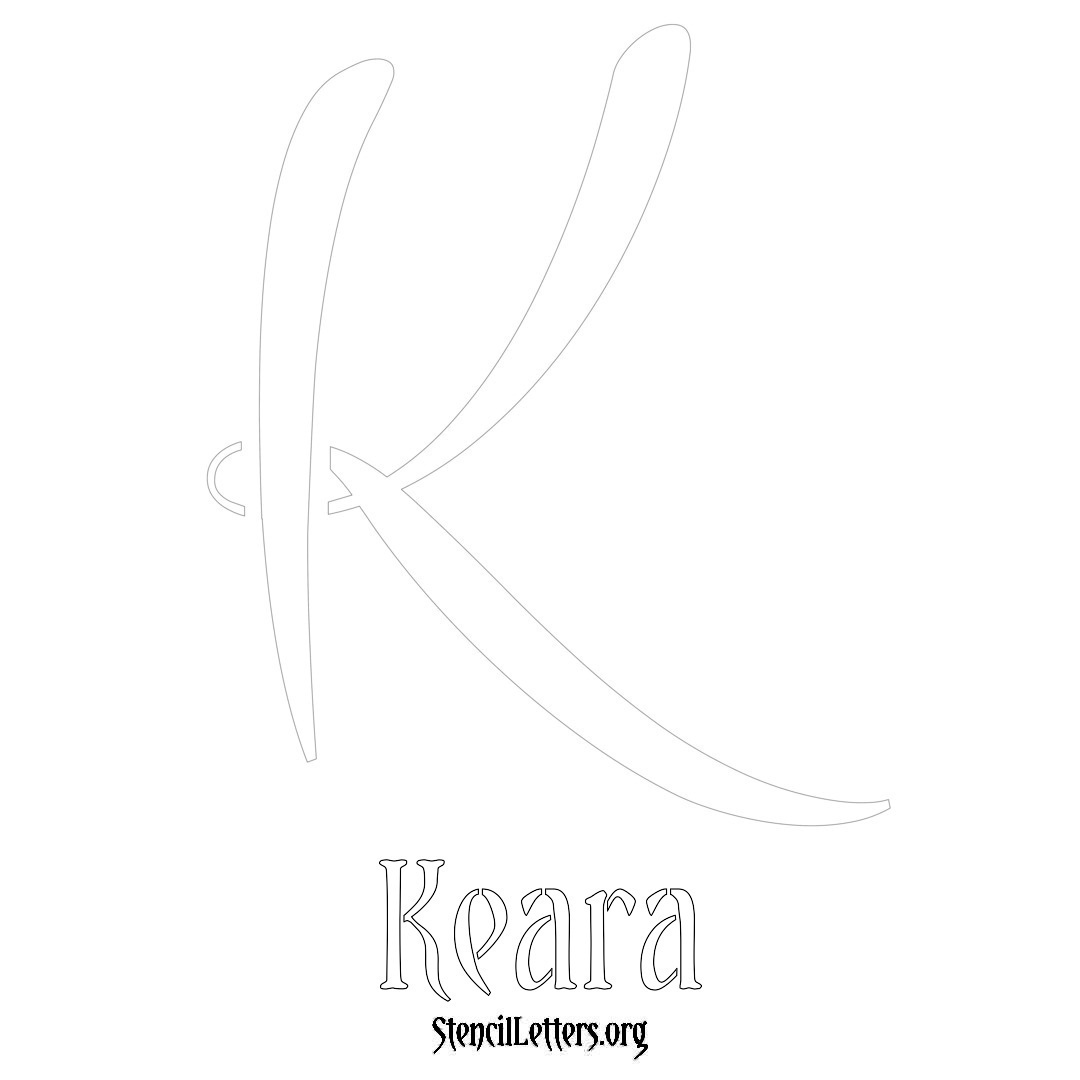 Keara printable name initial stencil in Vintage Brush Lettering