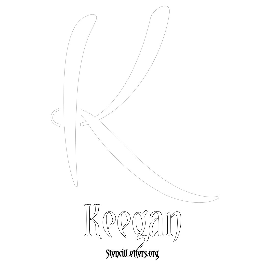 Keegan printable name initial stencil in Vintage Brush Lettering