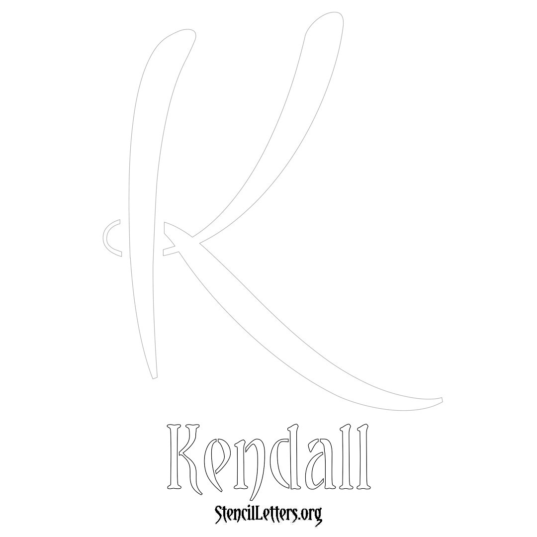 Kendall printable name initial stencil in Vintage Brush Lettering