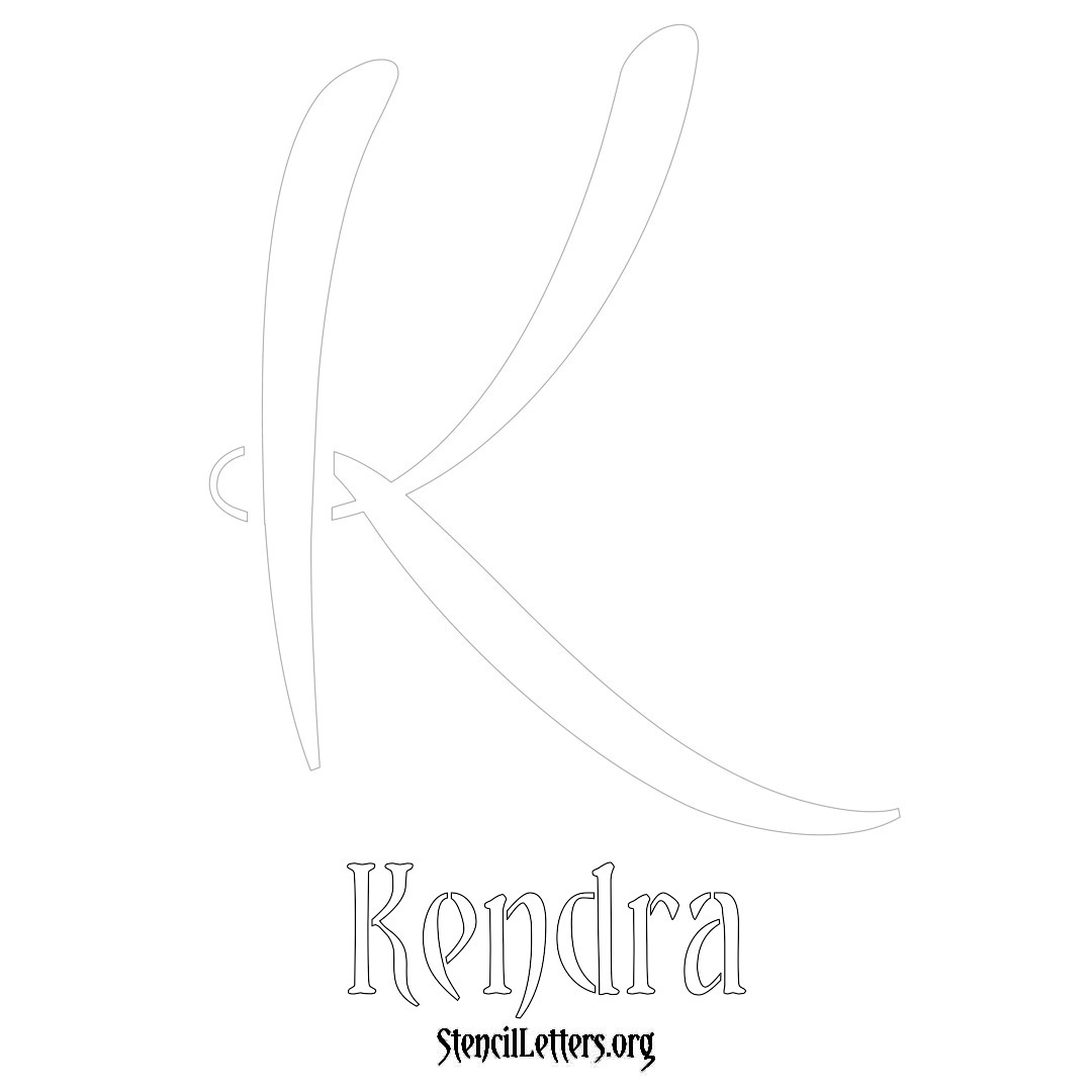 Kendra printable name initial stencil in Vintage Brush Lettering