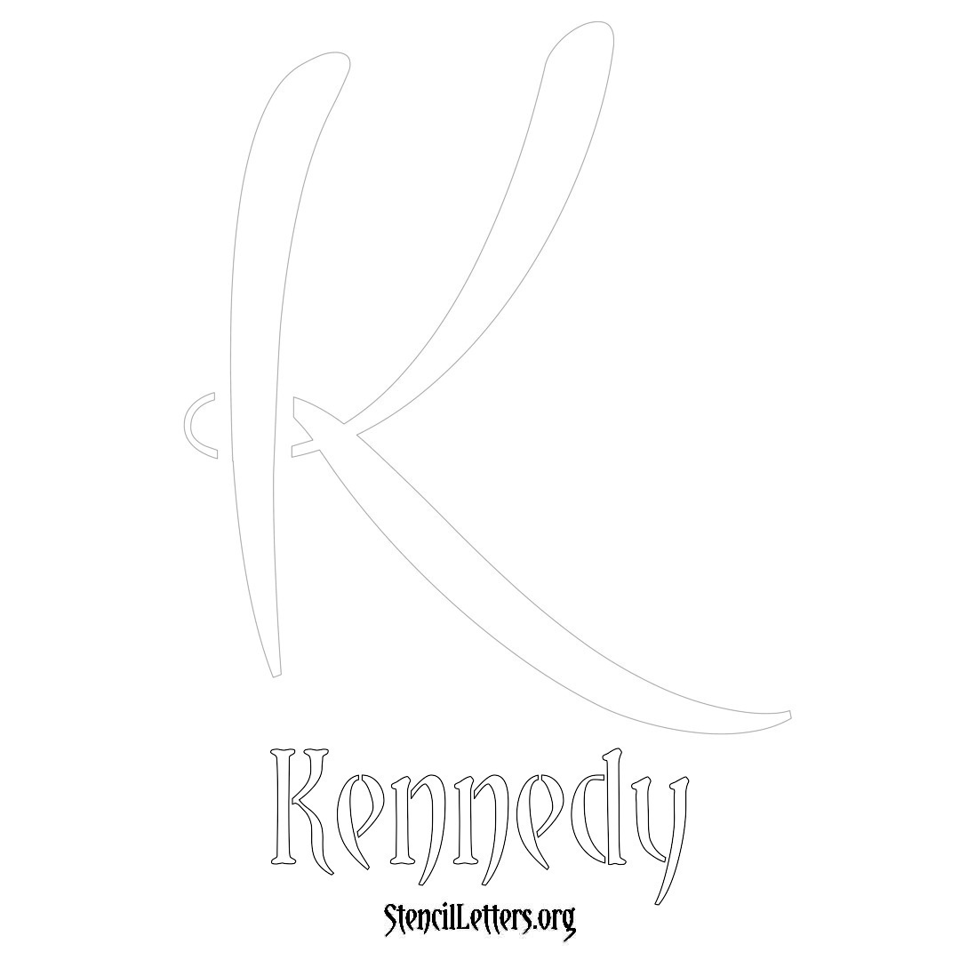 Kennedy printable name initial stencil in Vintage Brush Lettering