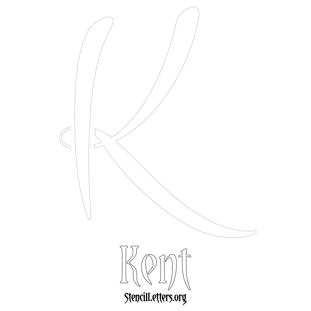 Kent printable name initial stencil in Vintage Brush Lettering