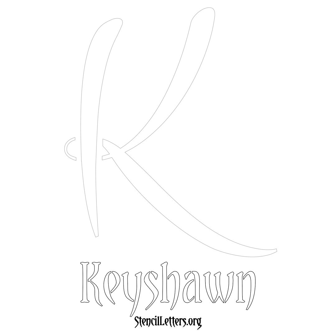 Keyshawn printable name initial stencil in Vintage Brush Lettering