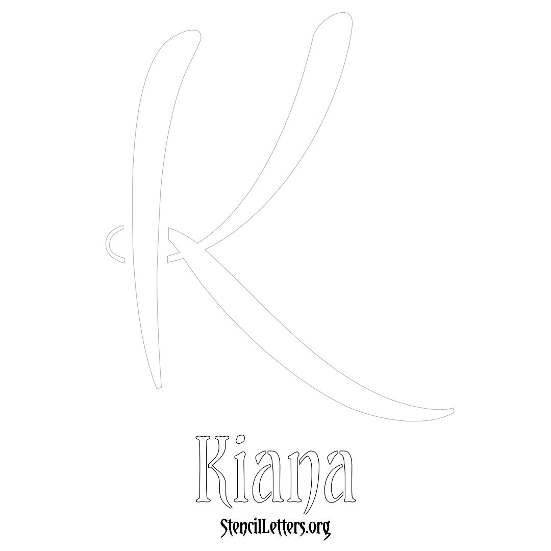 Kiana printable name initial stencil in Vintage Brush Lettering